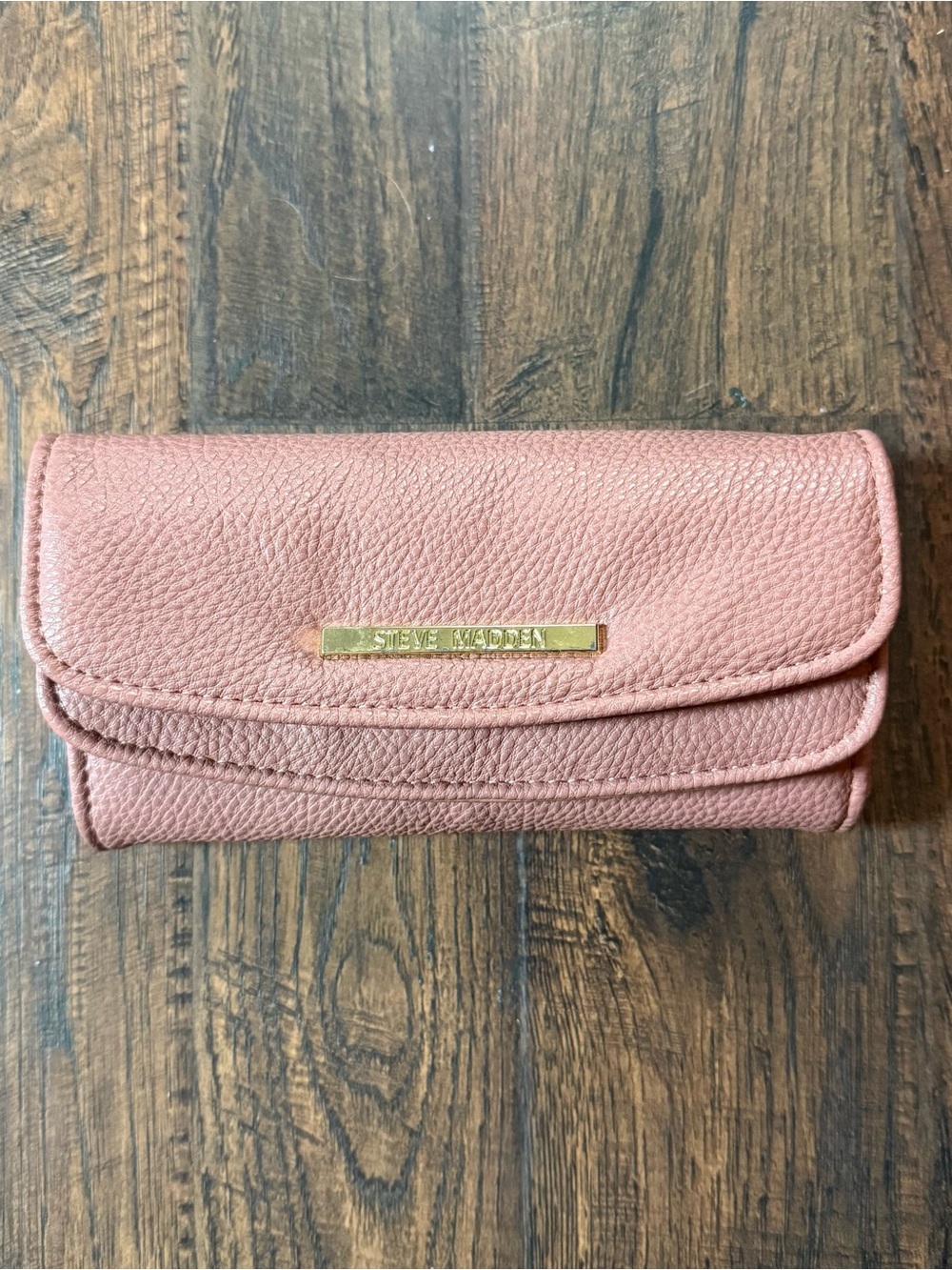 Steve Madden Rose Pink Pebbled Fold-Over Wallet